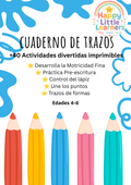 Cuaderno de Trazos Happy Little Learners | Actividades imprimibles de motricidad fina para preescolar (4 a 6 años)