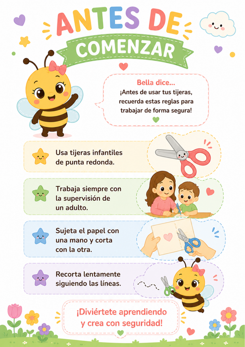 Cuaderno de Habilidades con Tijera Happy Little Learners | Actividades imprimibles para desarrollar la motricidad fina en preescolar (4 a 7 años)