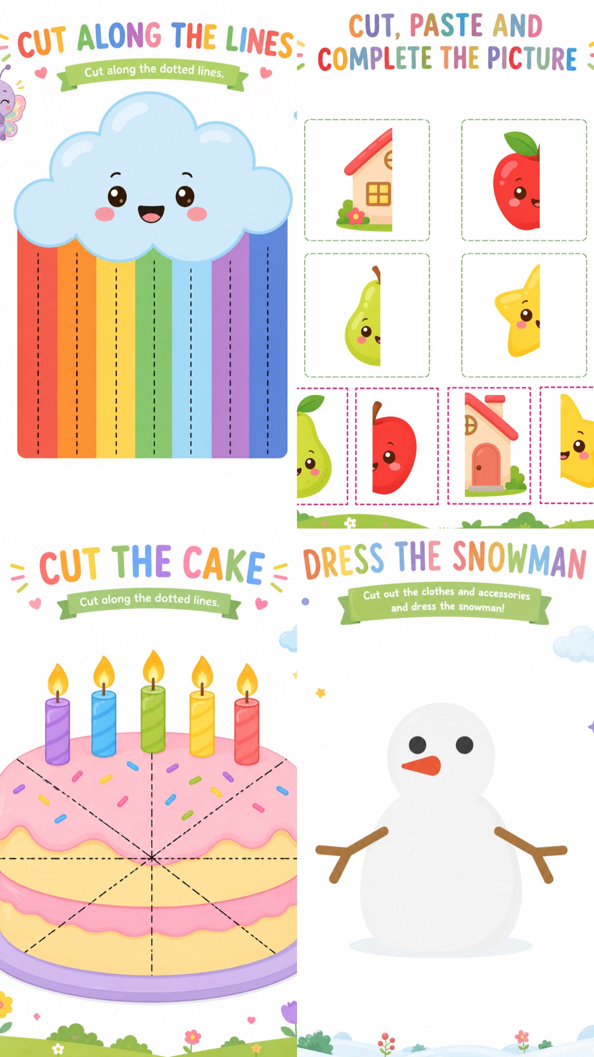 Happy Little Learners™ Scissor Skills Workbook | Printable Preschool Cutting Activities (Ages 4–7)